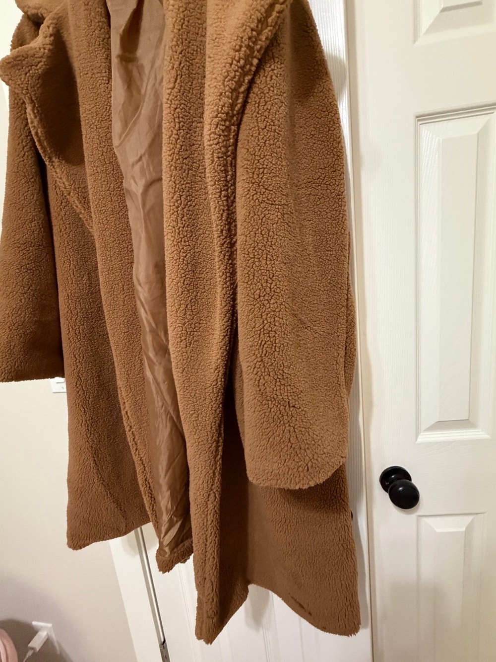 SHEIN Brown Teddy Open-Front Coat - Picture 3 of 5